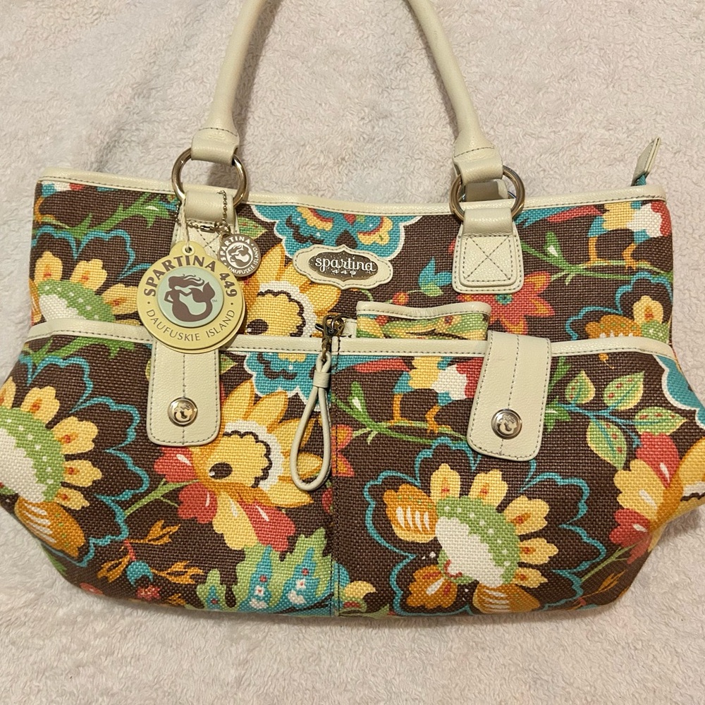 NWT Spartina 449 Floral Shoulder Bag - Brown, Yellow, Blue